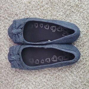 Childrens Place Girls Shoes Blue Jean Cotton Bow Sz 13